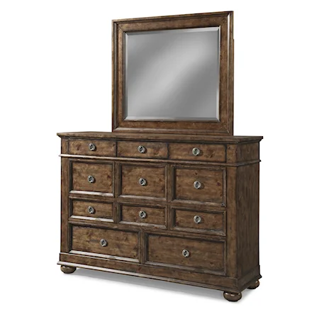 11 Drawer Dresser with Landscape Mirror Set